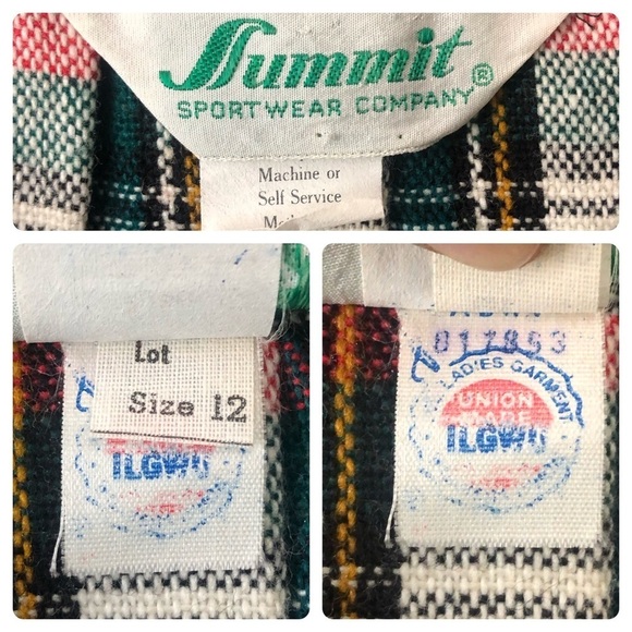 Vintage Christmas Tartan Plaid Wool Wrap Skirt Red Green ILGWU USA Made Size 6 - Picture 10 of 13